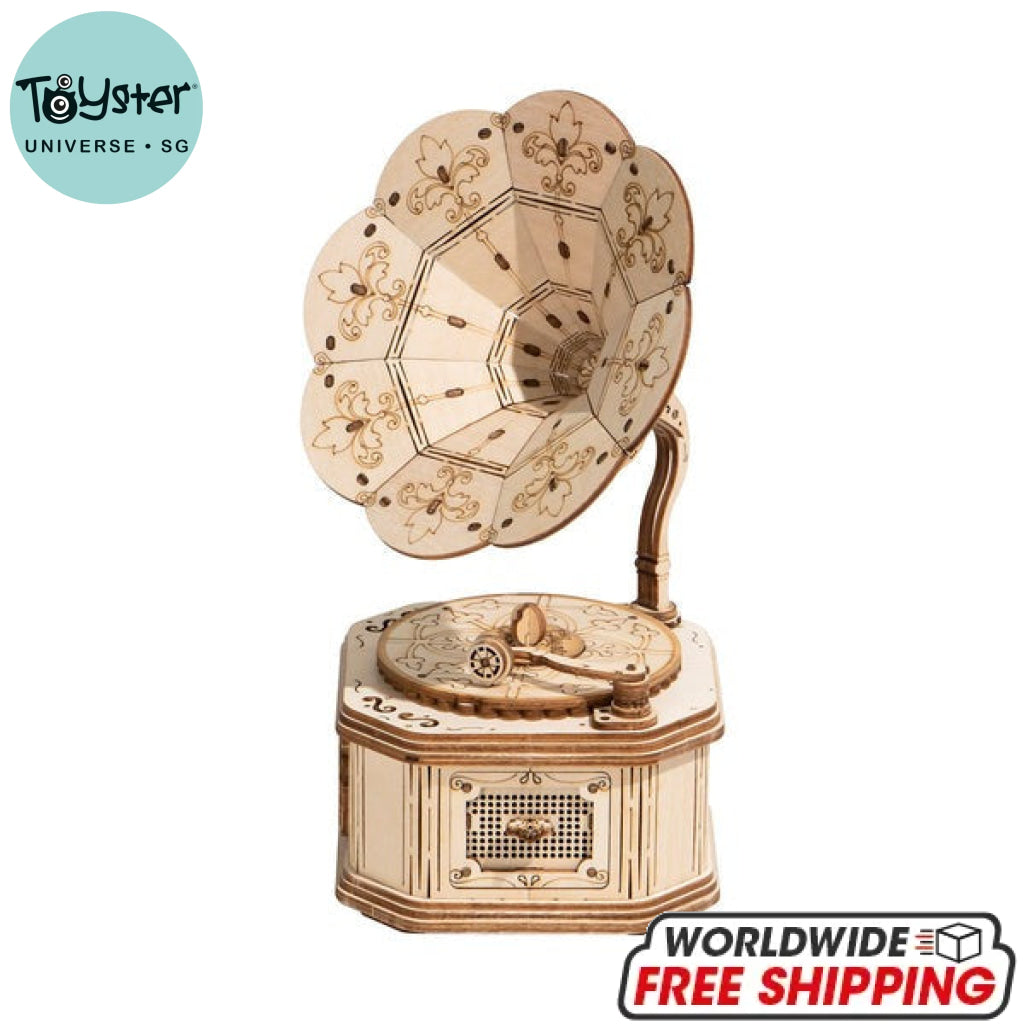 Robotime Rolife Gramophone Model 3D Wooden Puzzle Tg408 Dropship