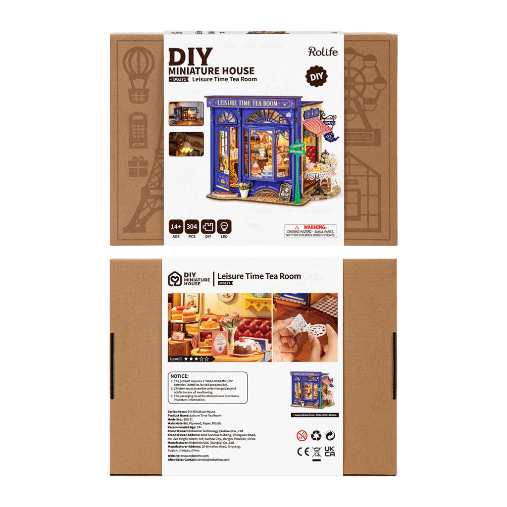 Robotime Rolife Leisure Time Tea Room DIY Miniature House DG171 Dropship