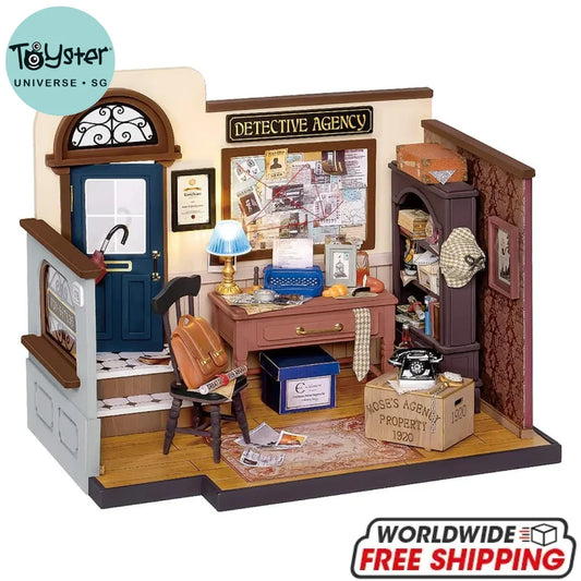 Robotime Rolife Mose’s Detective Agency Diy Miniature House Kit Dg157 Dropship