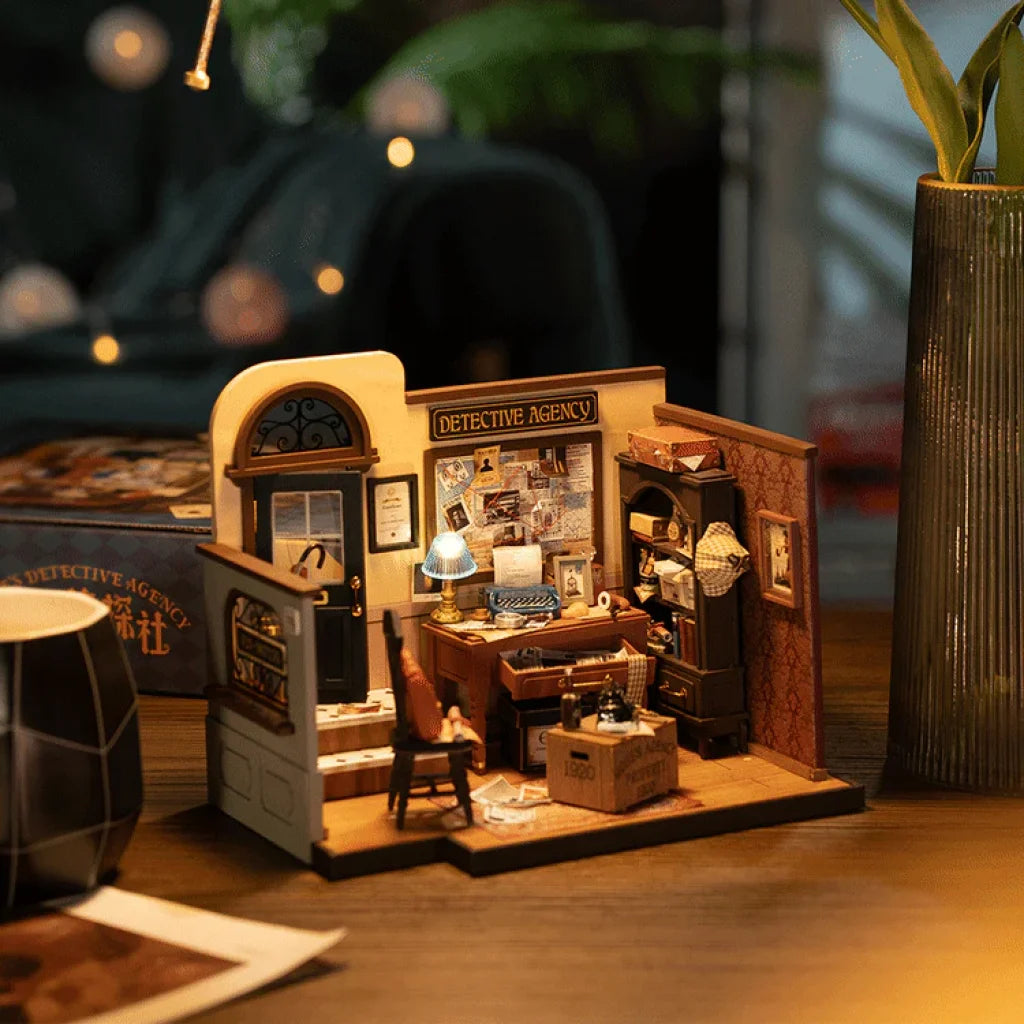 Robotime Rolife Mose’s Detective Agency Diy Miniature House Kit Dg157 Dropship
