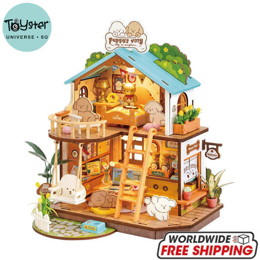 Robotime Rolife Puppy’s Cozy Villa DIY Miniature House DG169 Dropship