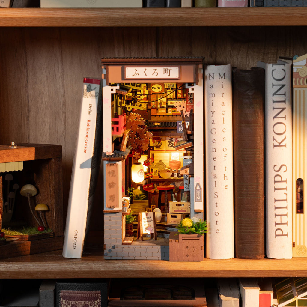 Robotime Rolife Sakura Wine Alley DIY Book Nook Shelf Insert Kit TGB11 Dropship