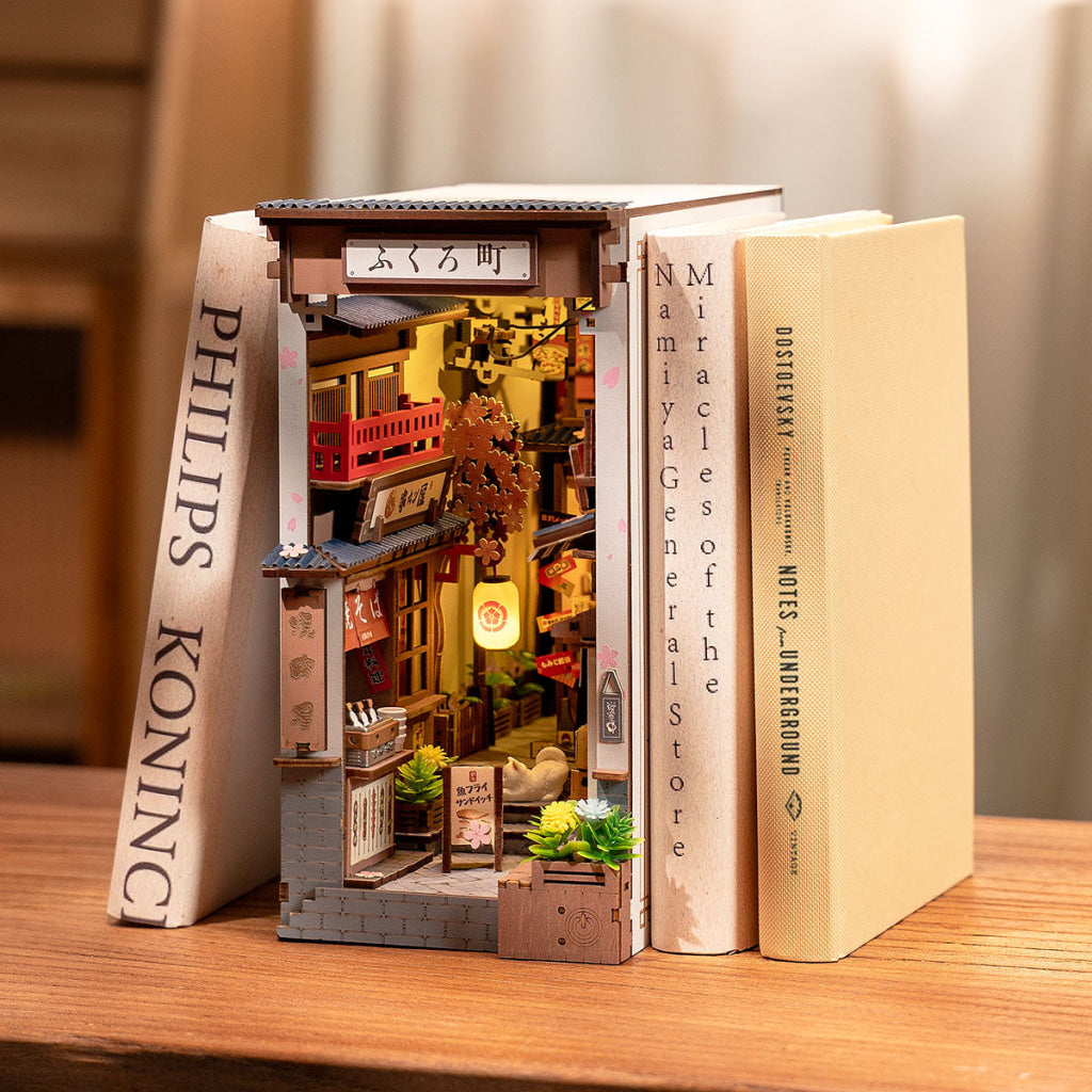 Robotime Rolife Sakura Wine Alley DIY Book Nook Shelf Insert Kit TGB11 Dropship