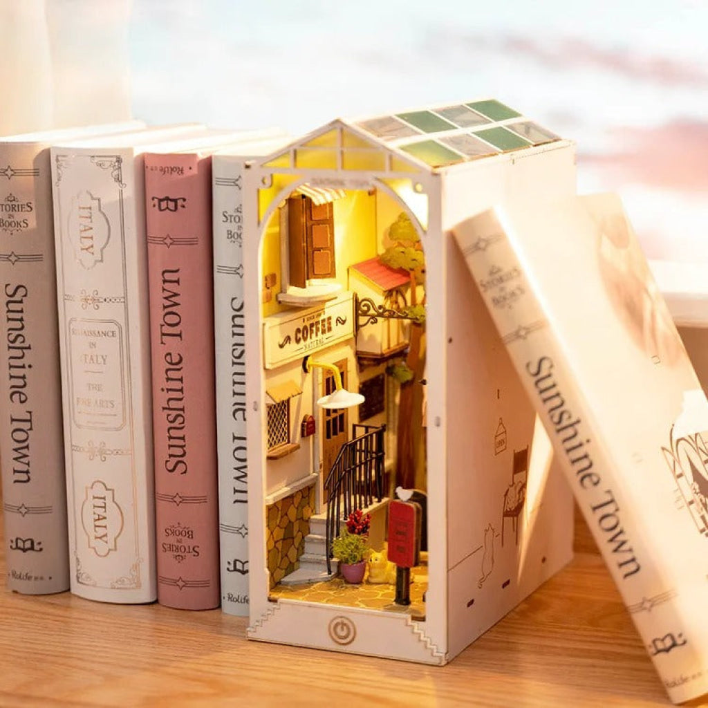Robotime Rolife Sunshine Town Book Nook Shelf Insert Tgb02 Dropship