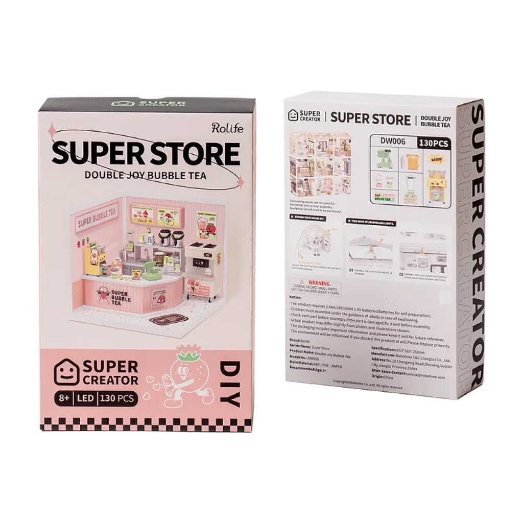 Robotime Rolife Super Creator Double Joy Bubble Tea Plastic Diy Miniature House Kit Dw006 Dropship