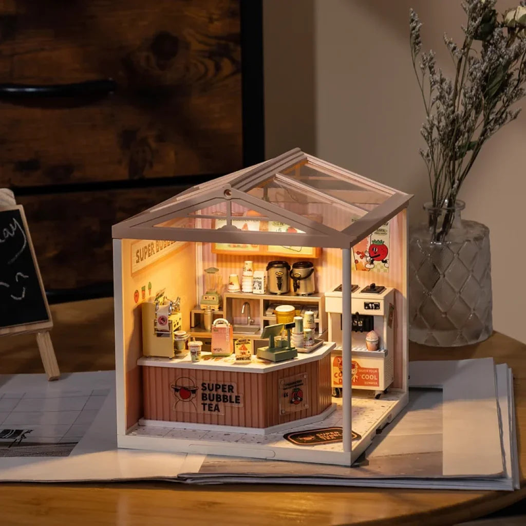 Robotime Rolife Super Creator Double Joy Bubble Tea Plastic Diy Miniature House Kit Dw006 Dropship