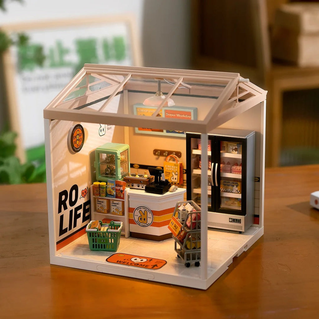 Robotime Rolife Super Creator Energy Supply Store Plastic Diy Miniature House Kit Dw002 Dropship