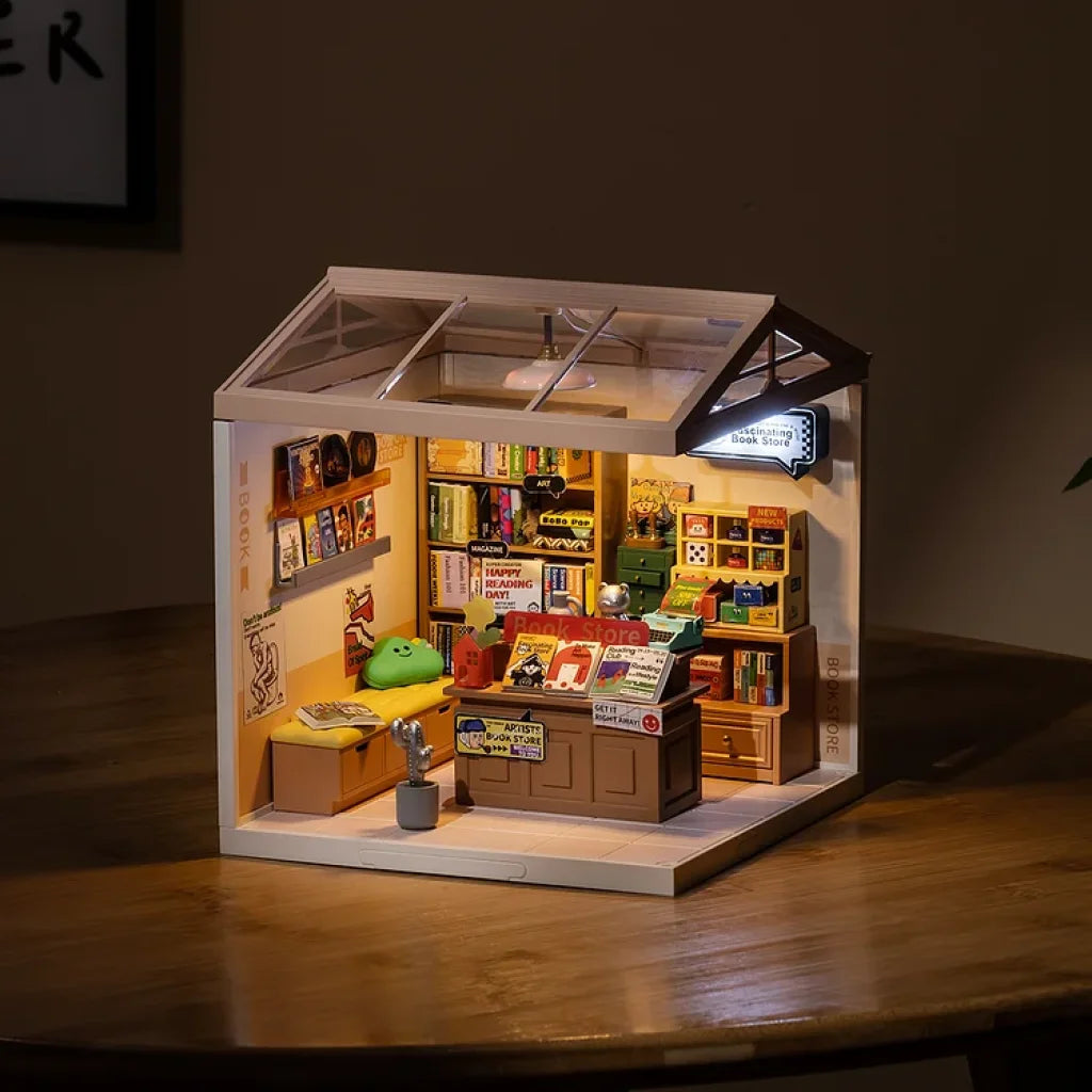 Robotime Rolife Super Creator Fascinating Book Store Plastic Diy Miniature House Kit Dw004 Dropship
