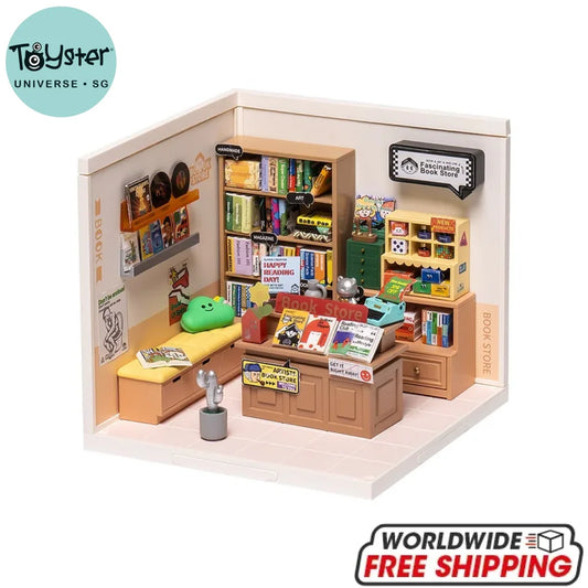 Robotime Rolife Super Creator Fascinating Book Store Plastic Diy Miniature House Kit Dw004 Dropship