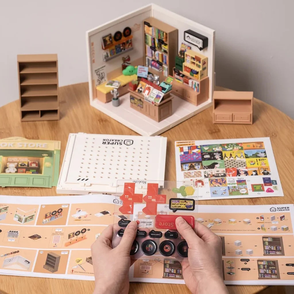 Robotime Rolife Super Creator Fascinating Book Store Plastic Diy Miniature House Kit Dw004 Dropship