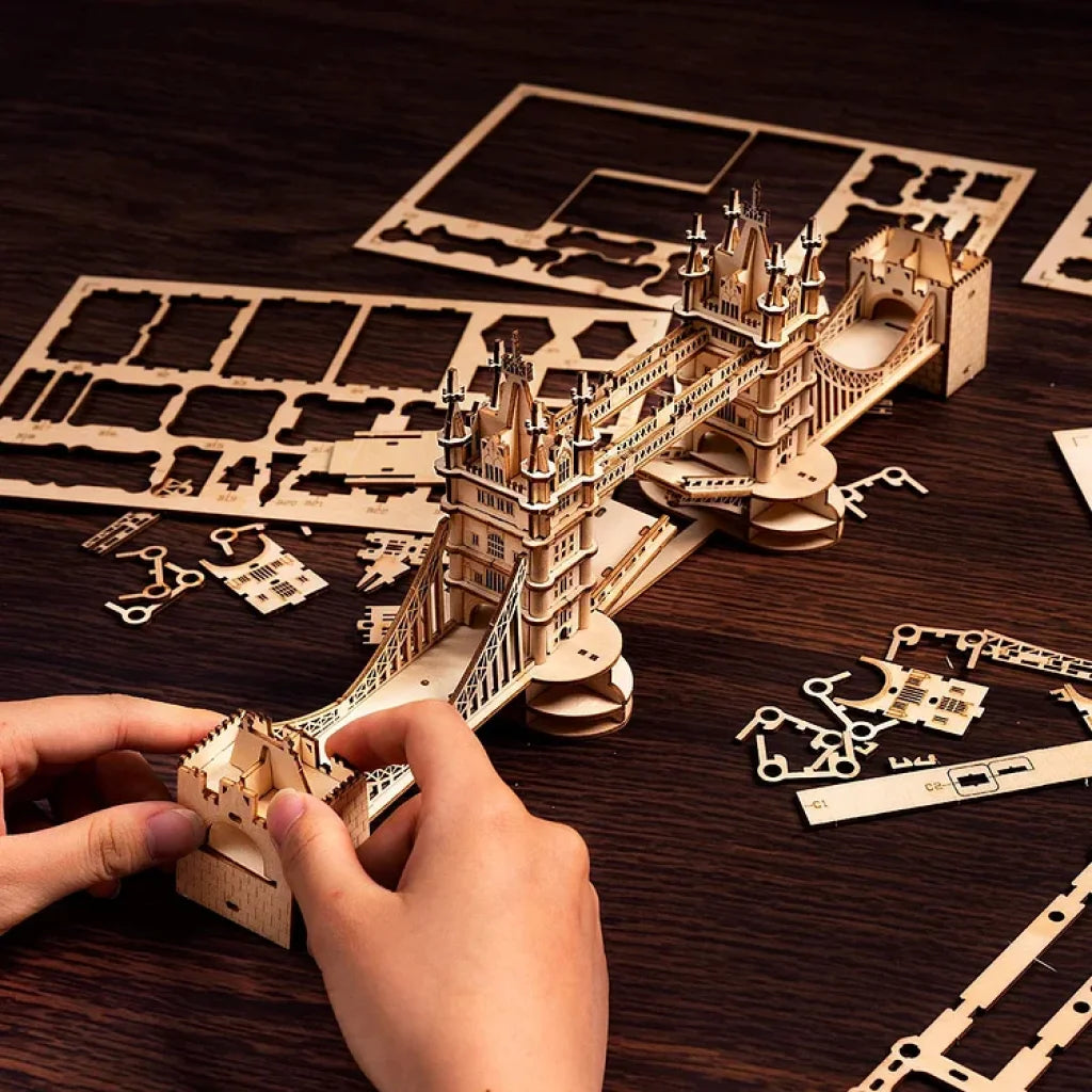 Robotime Rolife Tower Bridge With Lights 3D Wooden Puzzle Tg412 Dropship