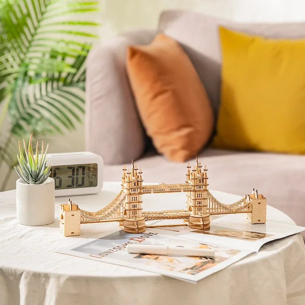 Robotime Rolife Tower Bridge With Lights 3D Wooden Puzzle Tg412 Dropship