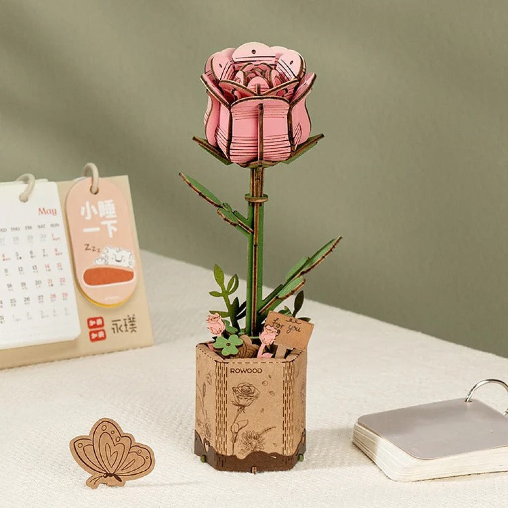 Robotime Rowood Pink Rose Tw041 Dropship