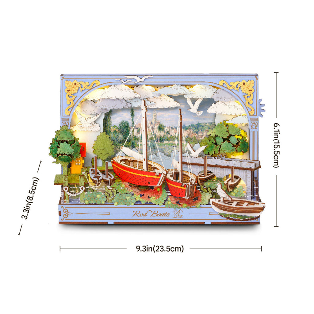 Robotime Rowood Red Boats Wall Art 3D Wooden Puzzle TH004 - Dropship