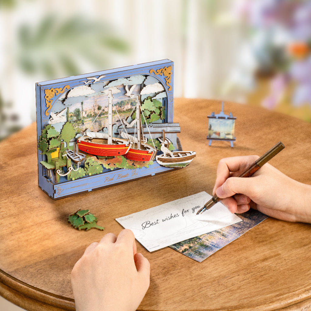 Robotime Rowood Red Boats Wall Art 3D Wooden Puzzle TH004 - Dropship