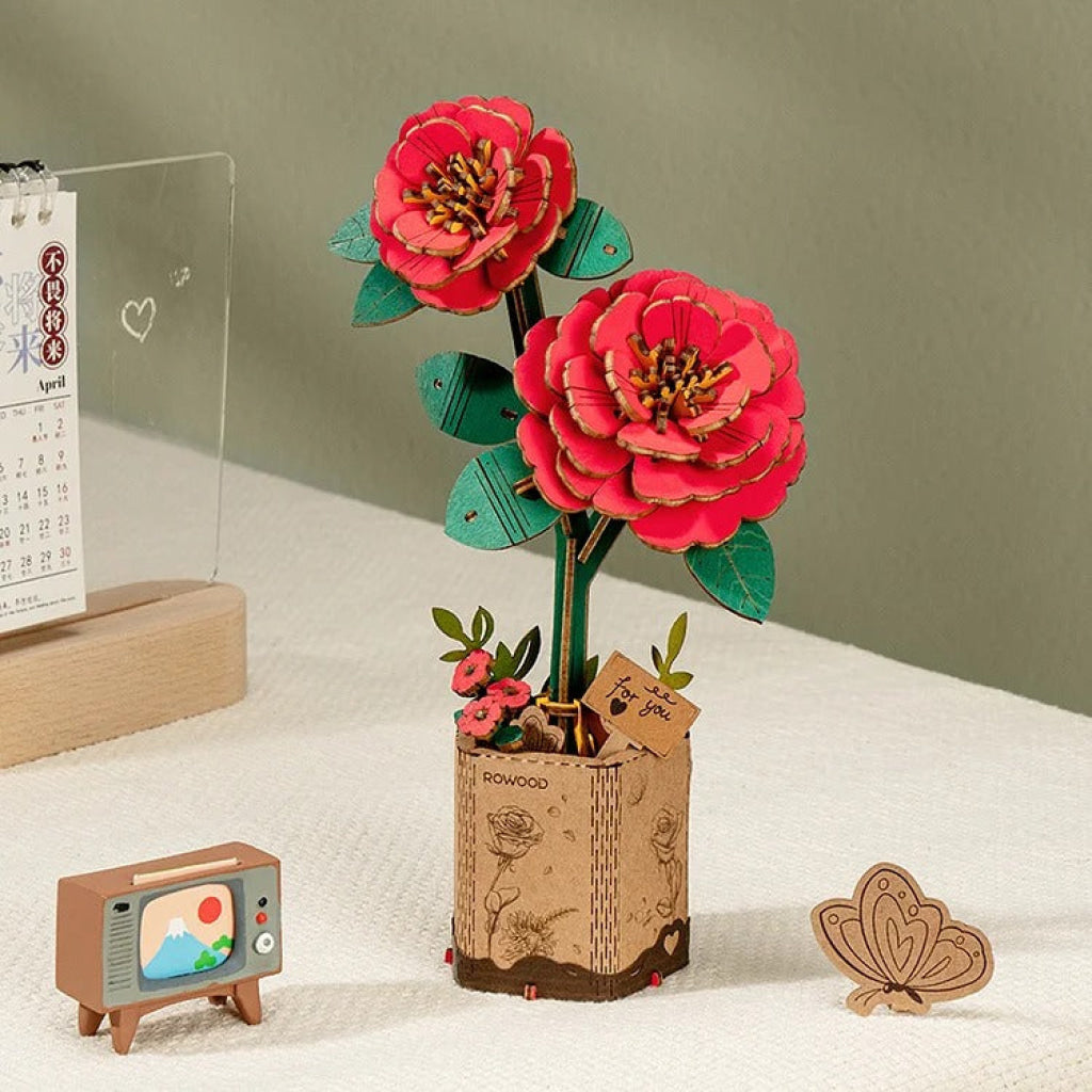 Robotime Rowood Red Camellia Tw031 Dropship