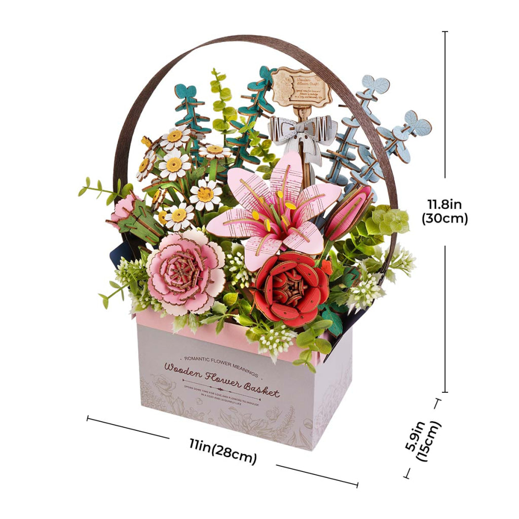 Robotime Rowood Wooden Flower Basket DIY 3D Puzzle TW03H Dropship