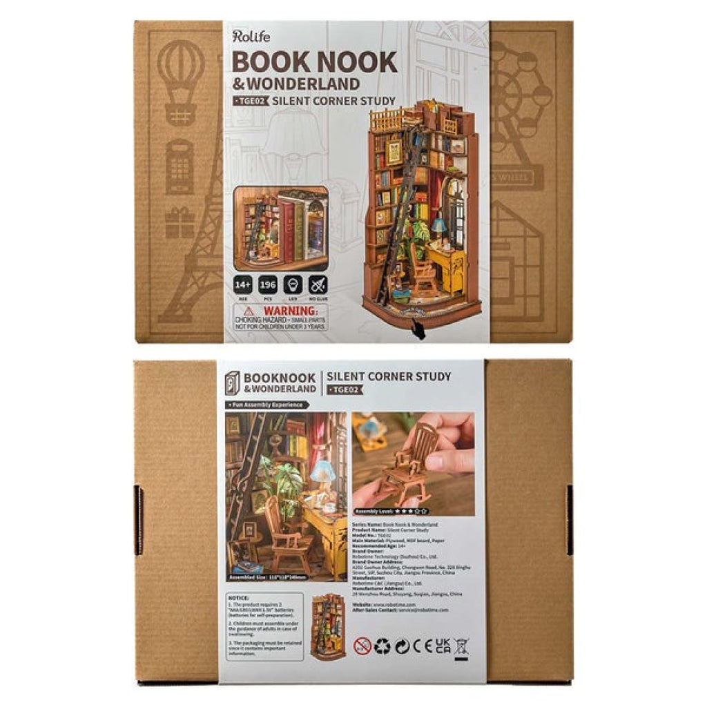 Rolife Silent Corner Study DIY Book Nook Shelf Insert TGE02 - Robotime