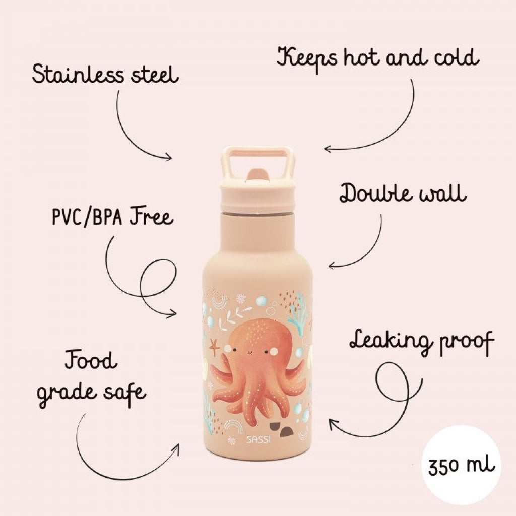 Sassi Slurpy the Octopus 500 ml Stainless Steel Bottle SASSI