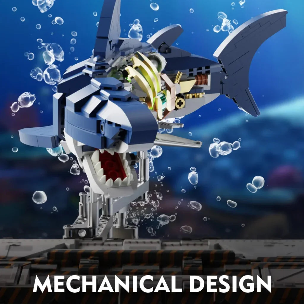 Shark Building Blocks Set With Display Stand And Lights