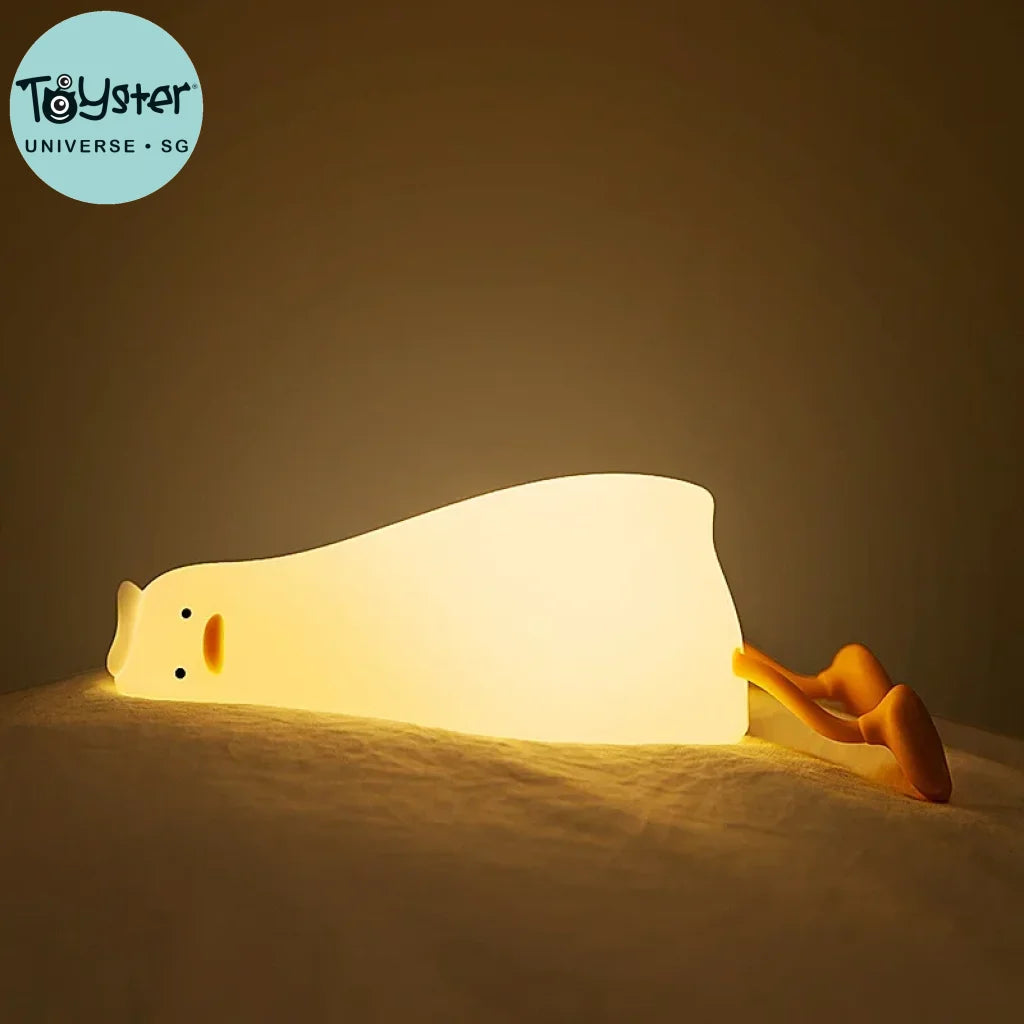 Silicone Cute Lying Flat Duck Night Light - Yellow