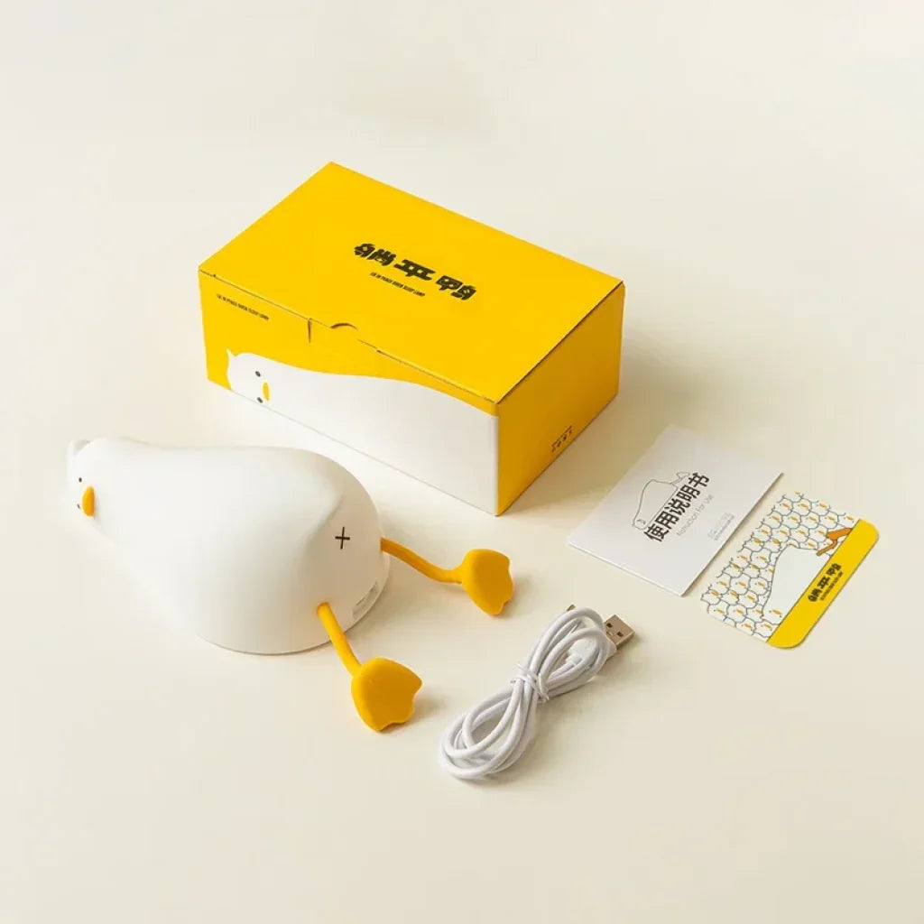 Silicone Cute Lying Flat Duck Night Light - Yellow