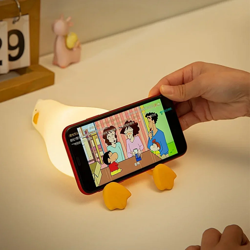 Silicone Cute Lying Flat Duck Night Light - Yellow