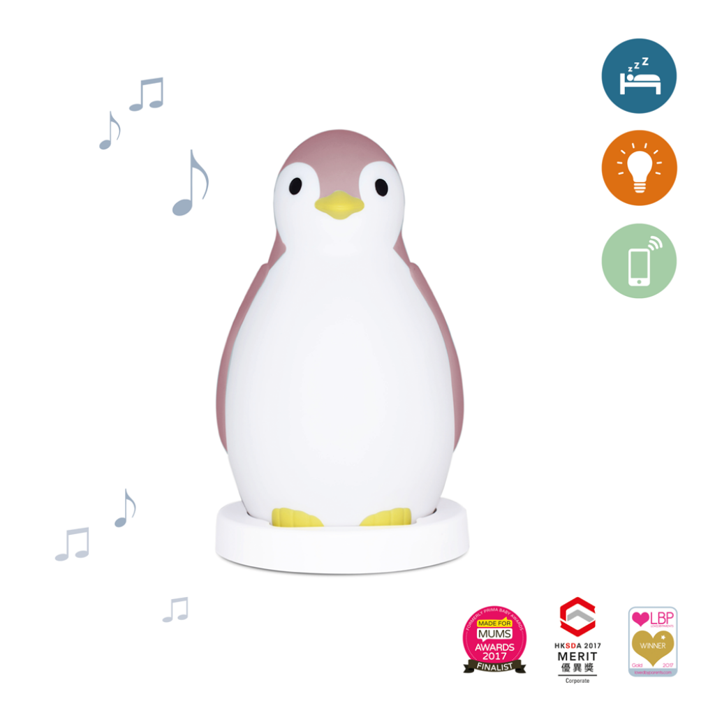 Sleep Trainer with Nightlight and Wireless Speaker - Pam the Penguin - Pink - Nightlight