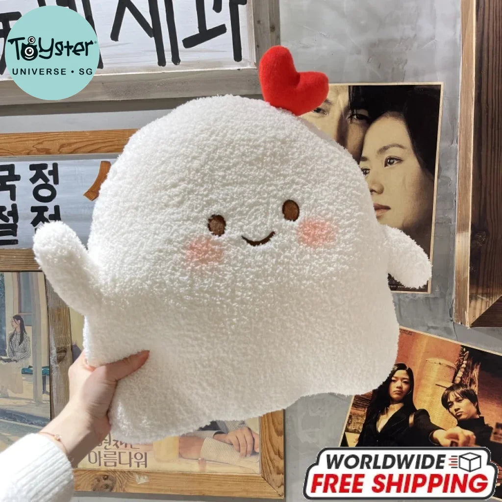 Soft Ghost Throw Pillow Plush Smiling Heart