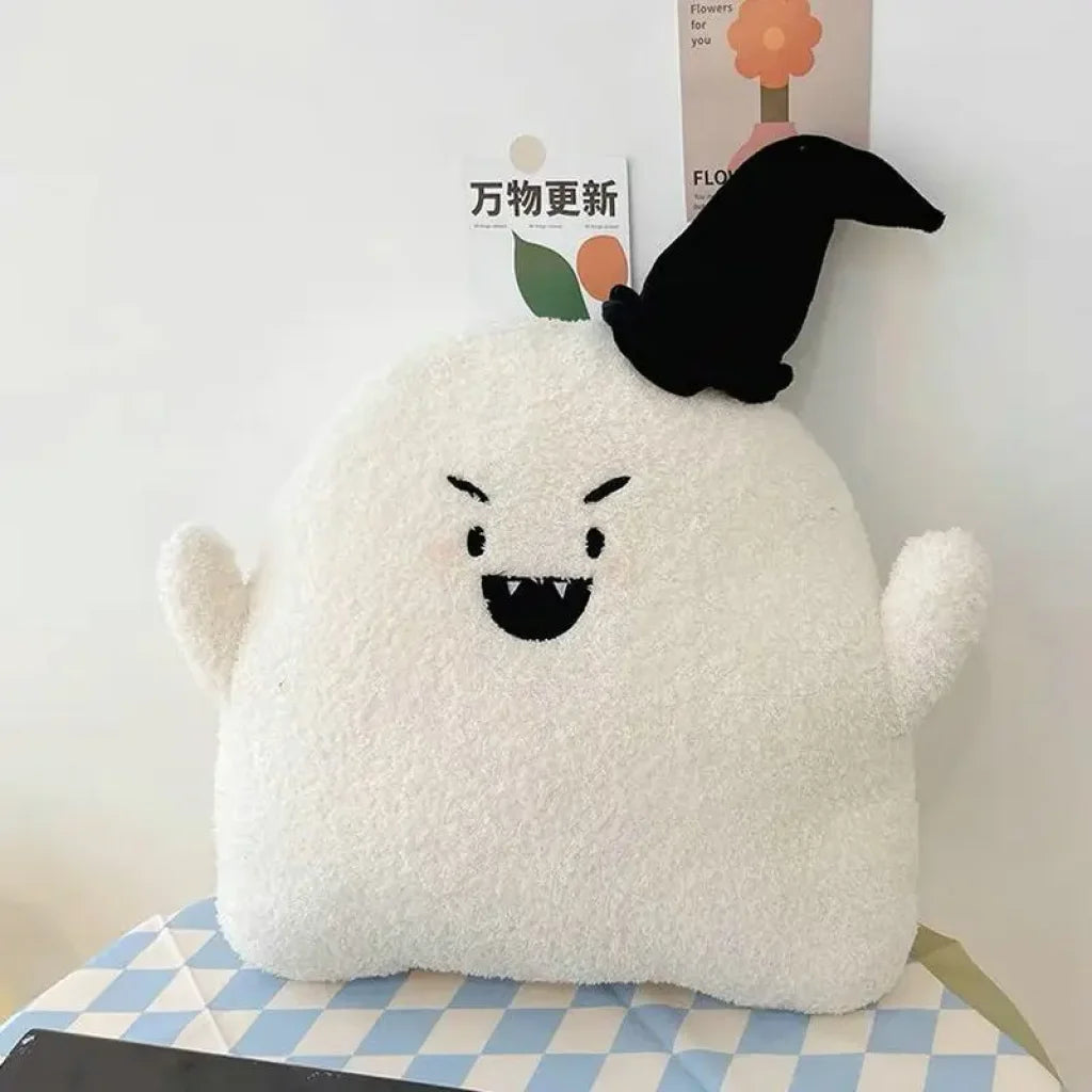Soft Ghost Throw Pillow Plush Smiling Heart