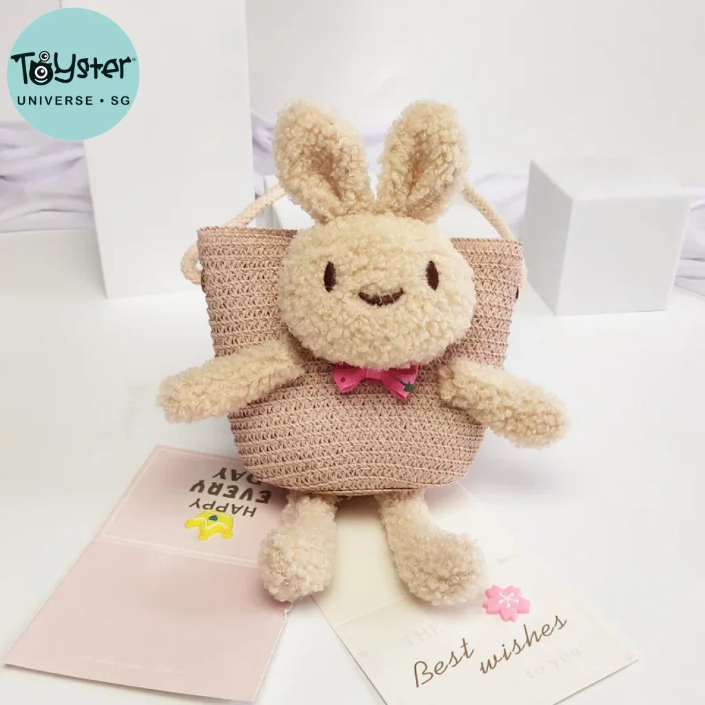 Straw Weaved Rabbit Messenger Bag