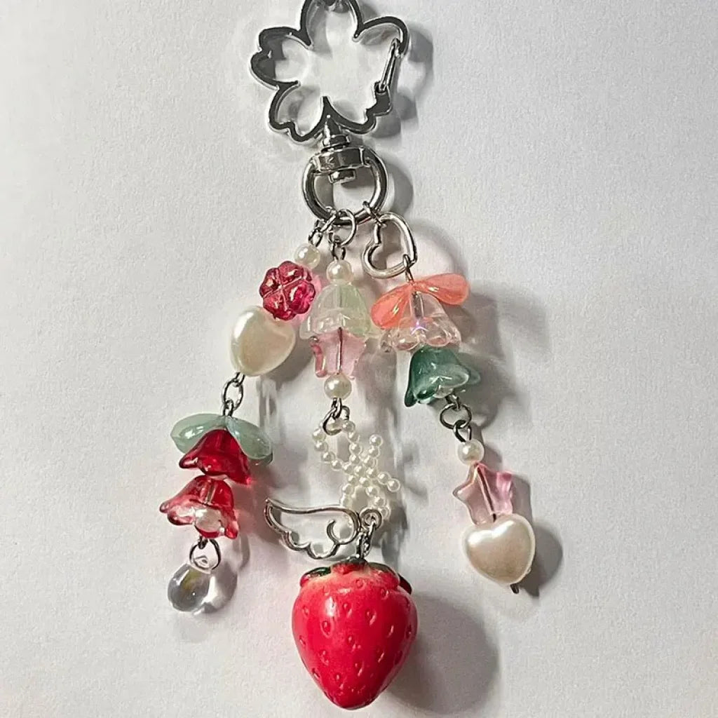 Strawberry Bow Keychain