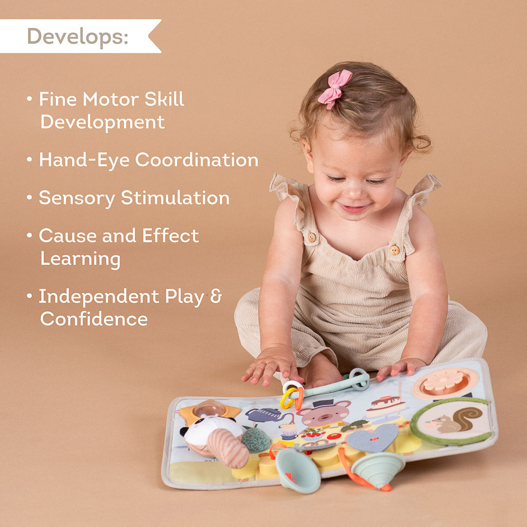 Taf Toys Peek & Pop Activity Board | Baby Sensory Toy | Cause & Effect Learning Toy 6M+ - Easier Development