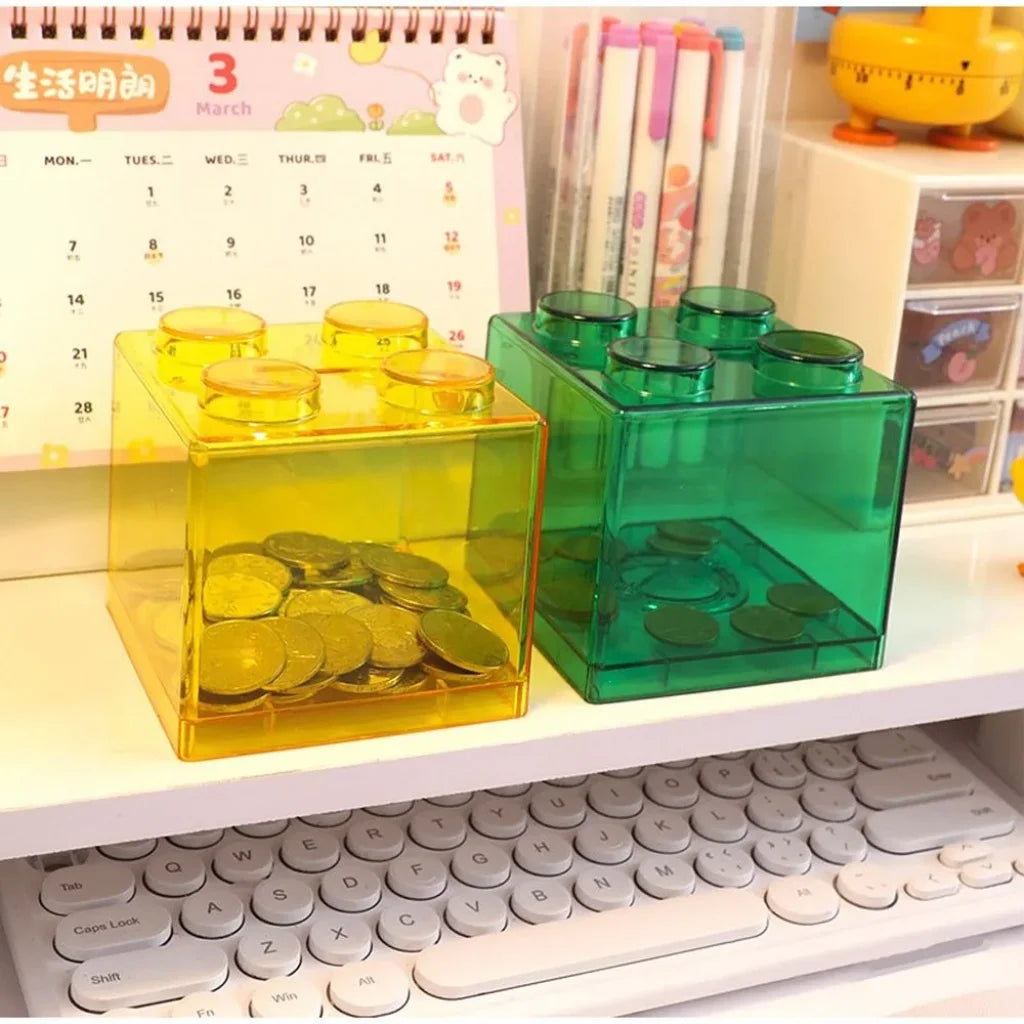 Transparent Jelly Color Building Block Saving Box