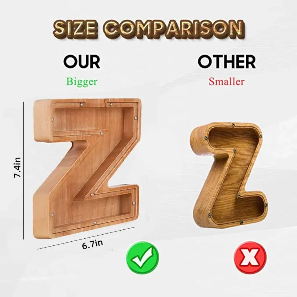 Twenty Six Letters Piggy Bank Wooden Coin