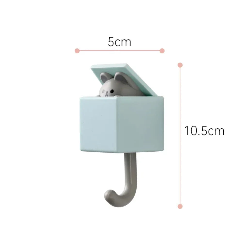 Wall Animal Decorative Hooks Cat Hooks - Light-Blue-Mouse / 1PC