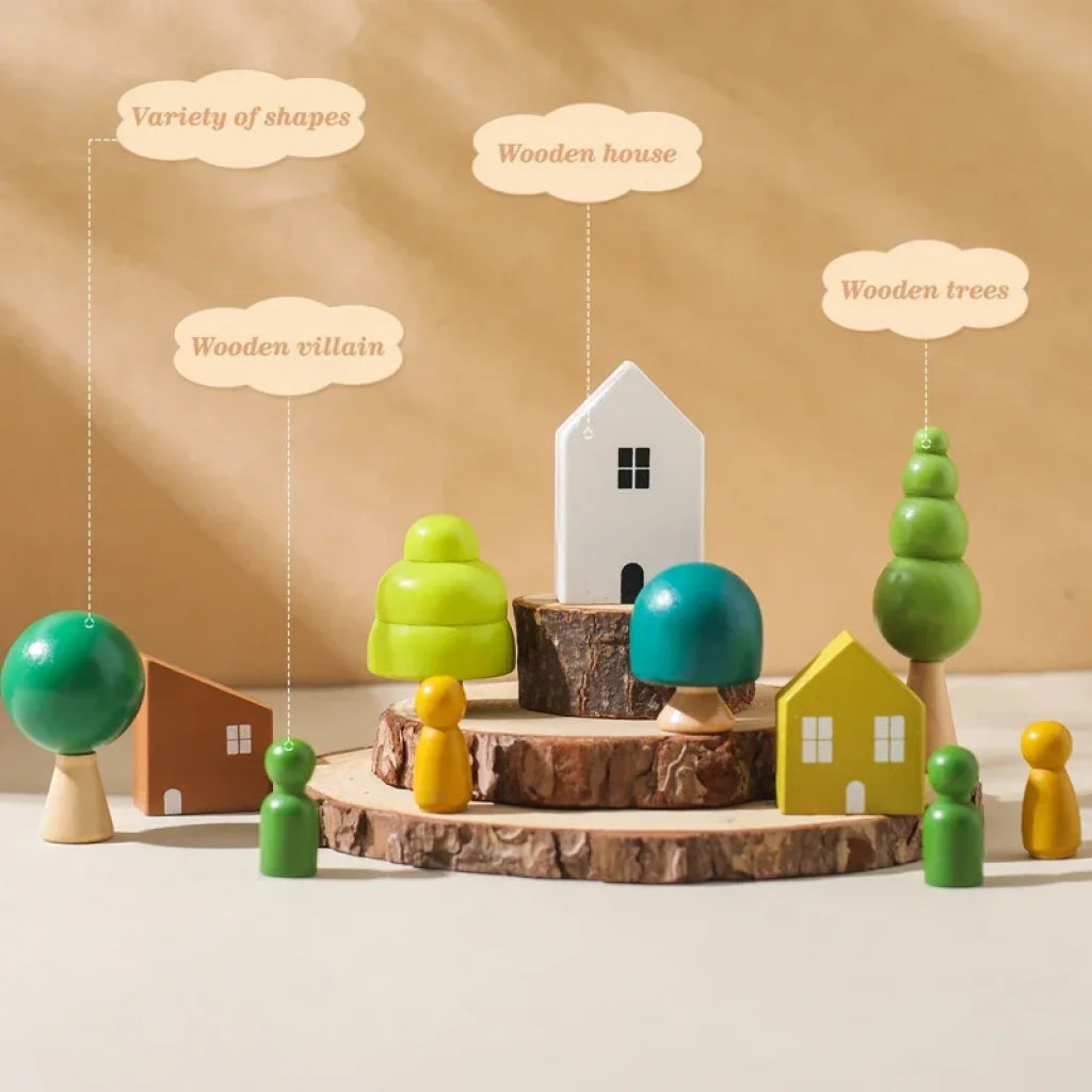 Wooden Baby Animal Balance Board Threading Stacking Toys