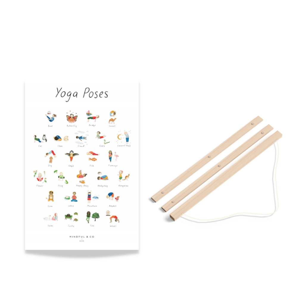 Wooden Poster Print Hanger - Wooden Hanger + Yoga Pose Print