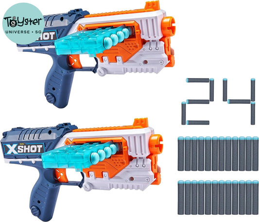X-Shot Excel Quick-Slide Foam Dart Blaster 2 Pack (Frustration Free Packaging)
